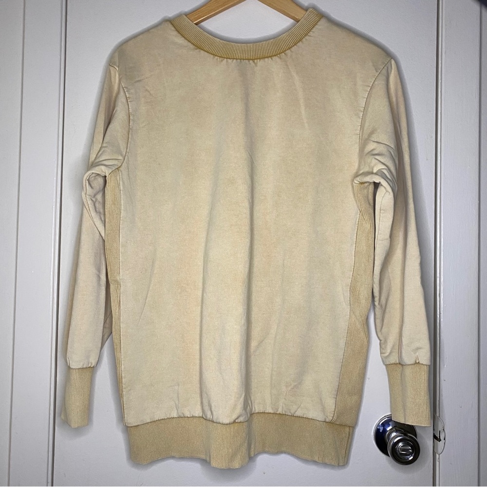 AMERICAN EAGLE Yellow Ribbed Crew Neck Sweatshirt